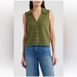Madewell Green Sleeveless Button-Down Shirt